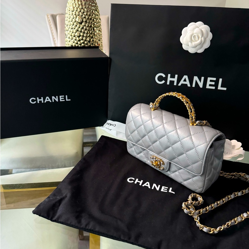 Chanel flap bag with diamond handle